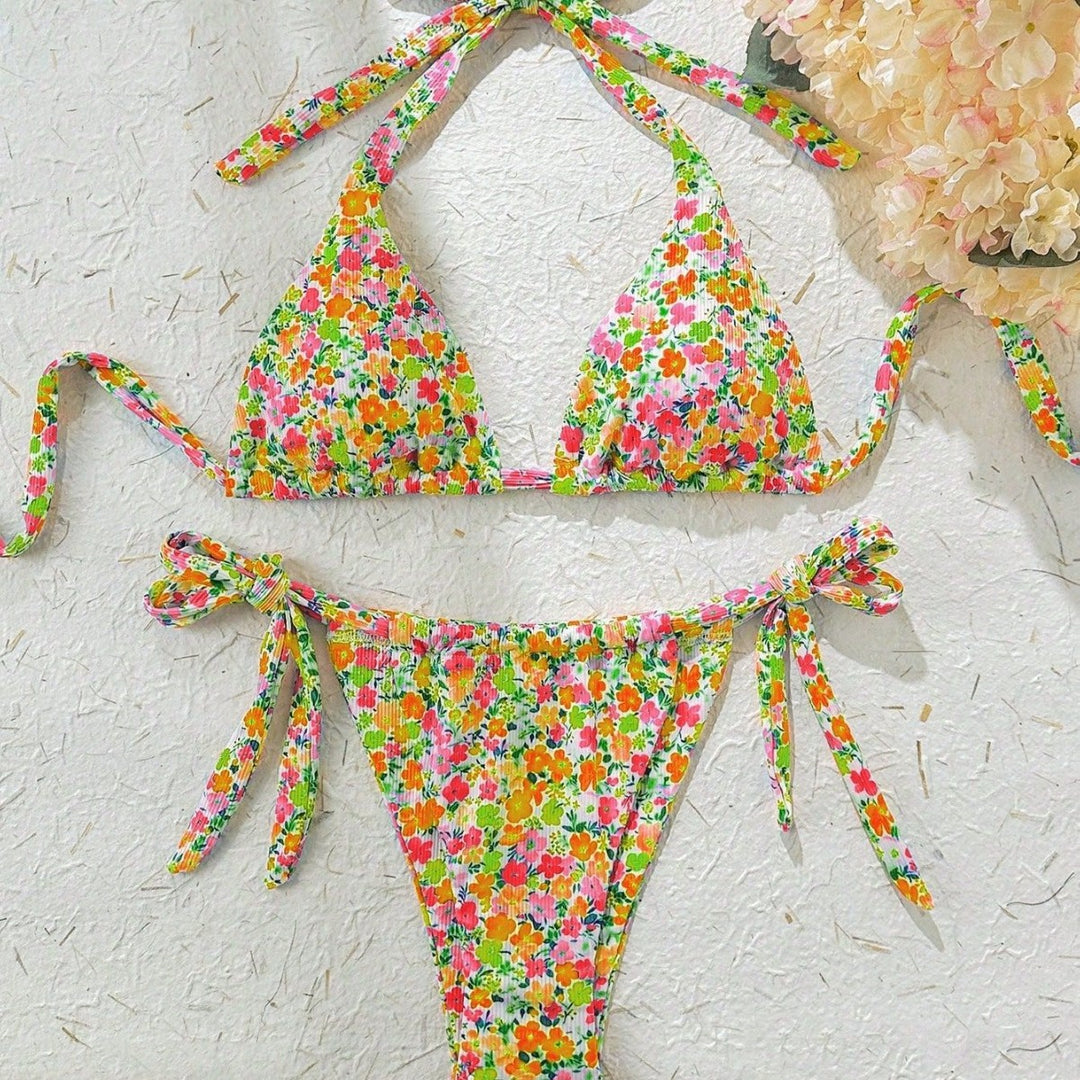 Damen Triangel-Bikini mit verspieltem Blumendesign Drune