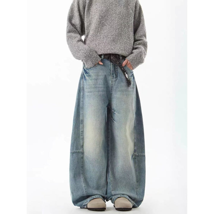 Damen Extraweite Vintage-Baggy-Jeans mit extra tiefem Schritt, entspannter Silhouette und used Waschung Drune