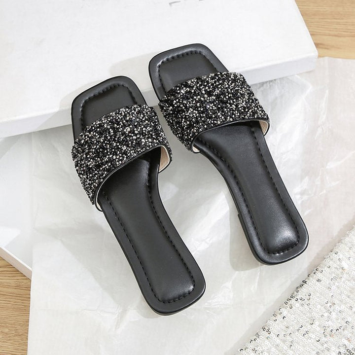 Damen Glamouröse Riemchen-Pantoletten mit funkelnder Strass-Applikation Drune
