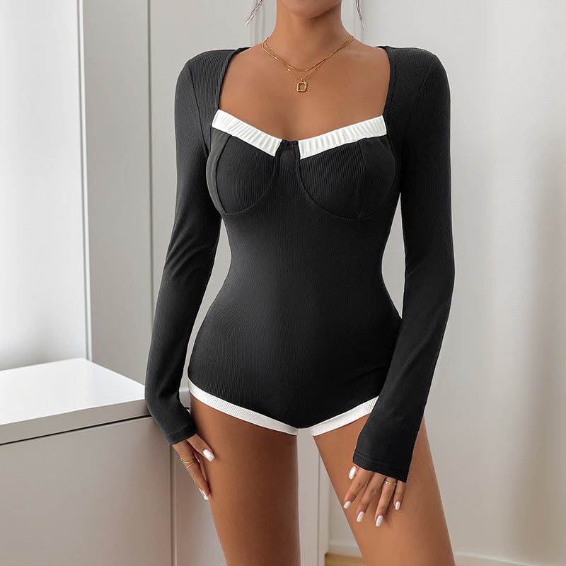 Damen Eleganter Langarm-Bodysuit Drune