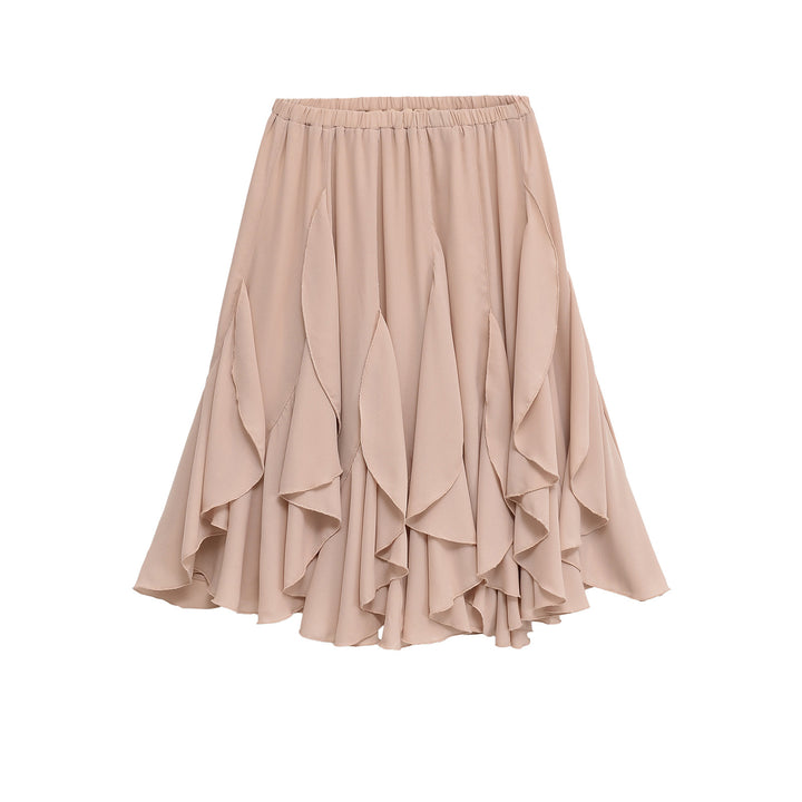 Damen Midirock mit stufigen Volants und elastischem Bund Drune