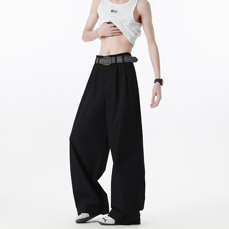 Damen Weite High-Waist Cargohose mit Kellerfalten, verstellbarem Beinabschluss & Utility-Gürtel Drune