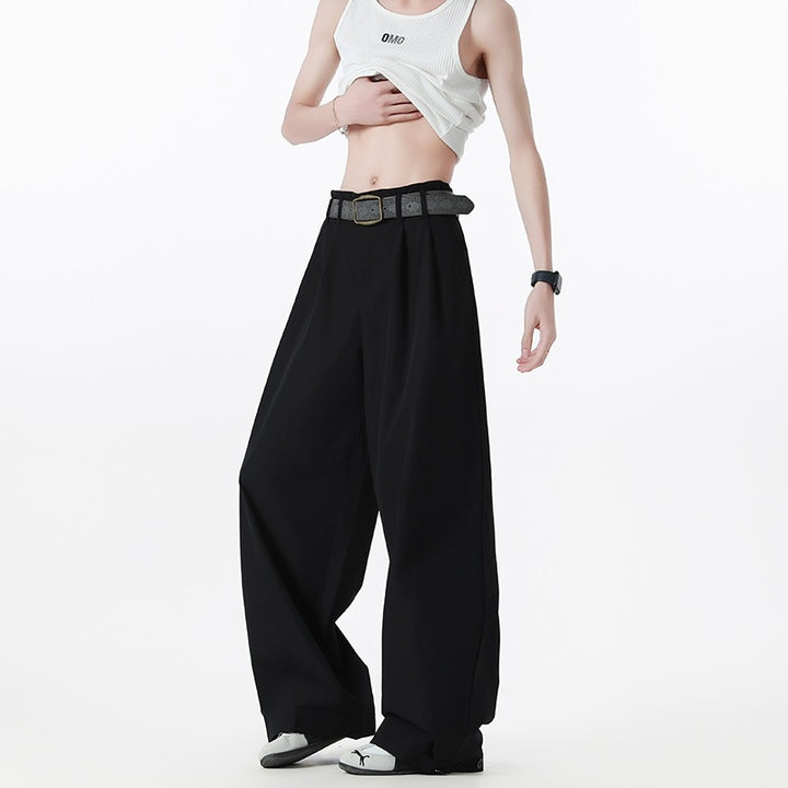Damen Weite High-Waist Cargohose mit Kellerfalten, verstellbarem Beinabschluss & Utility-Gürtel Drune