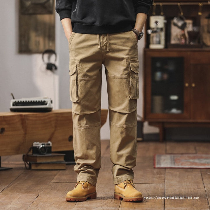 Herren Robuste Relaxed-Fit Cargohose mit verstärkten Knien und Mehrfach-Taschen Drune