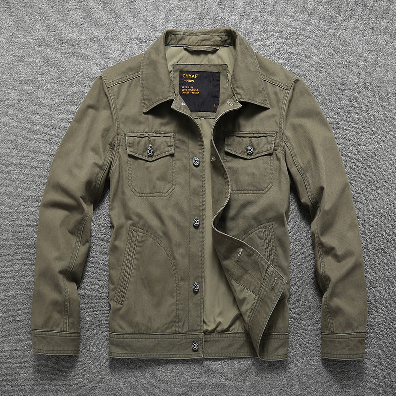 Herren Baumwoll-Twill Hemdjacke im Workwear‑Stil mit Brusttaschen Drune