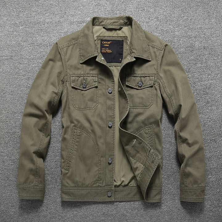 Herren Baumwoll-Twill Hemdjacke im Workwear‑Stil mit Brusttaschen Drune