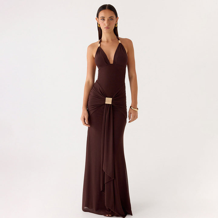 Damen Elegantes Wickelkleid mit funkelndem Akzent Drune
