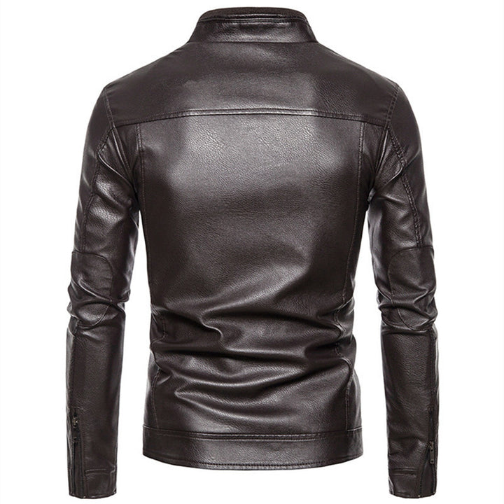 Herren modische Bikerjacke aus Kunstleder mit praktischen Reißverschlusstaschen Drune