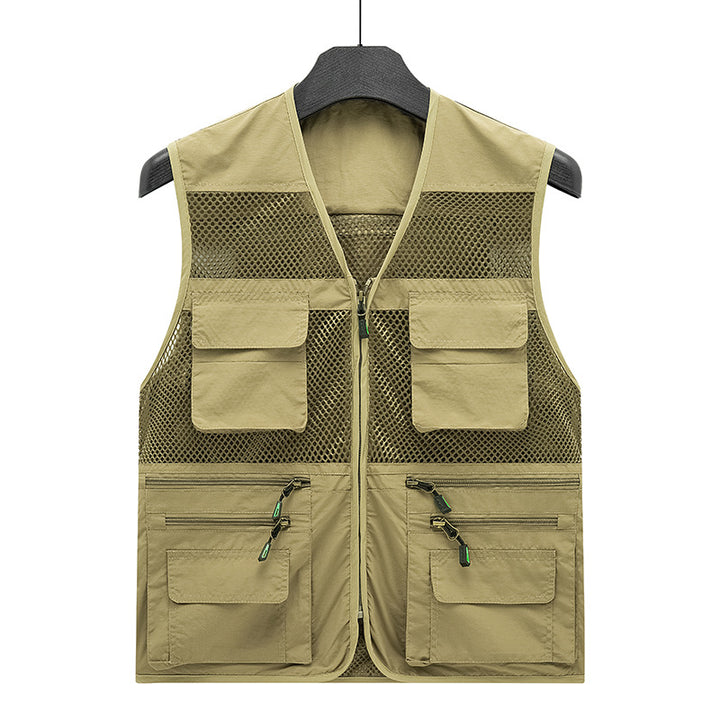 Herren Atmungsaktive Angler- und Fotografenweste mit Mesh‑Paneelen, Multifachtaschen und Zweiwege‑Reißverschluss Drune