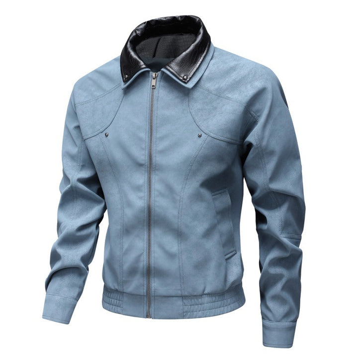 Herren Vintage-inspirierte Kunstleder-Blousonjacke mit kontrastkragen Drune
