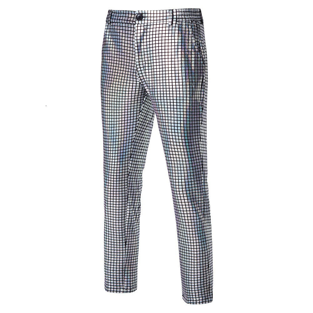 Herren nan Slim-Fit Anzughose mit glänzender Paillettenoptik und feinem Karomuster Drune