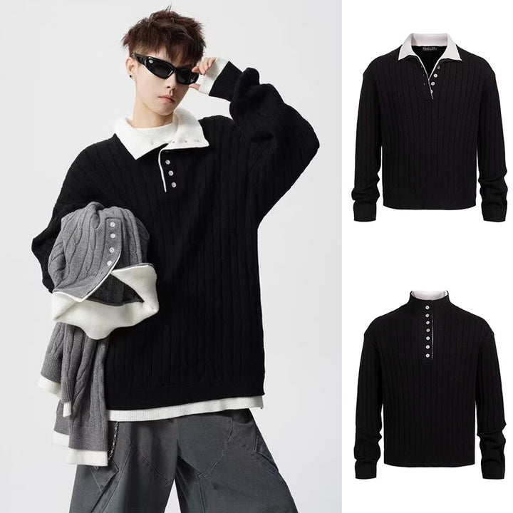 Herren Grobstrickpullover mit Polokragen Drune