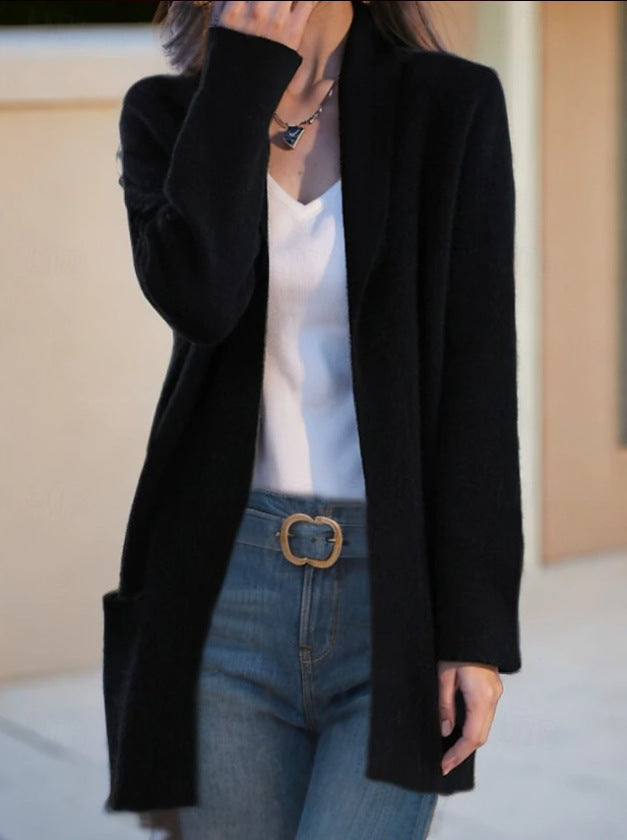Damen Offener Longcardigan aus Soft‑Strick mit aufgesetzten Taschen Drune