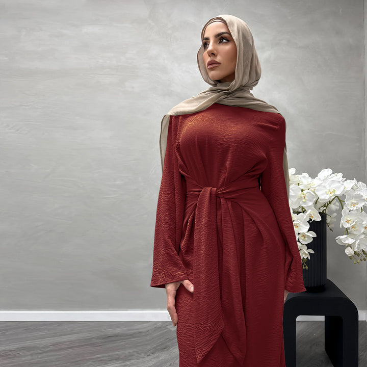 Damen Modisches Maxikleid aus fließendem Stoff mit weiten Ärmeln Drune