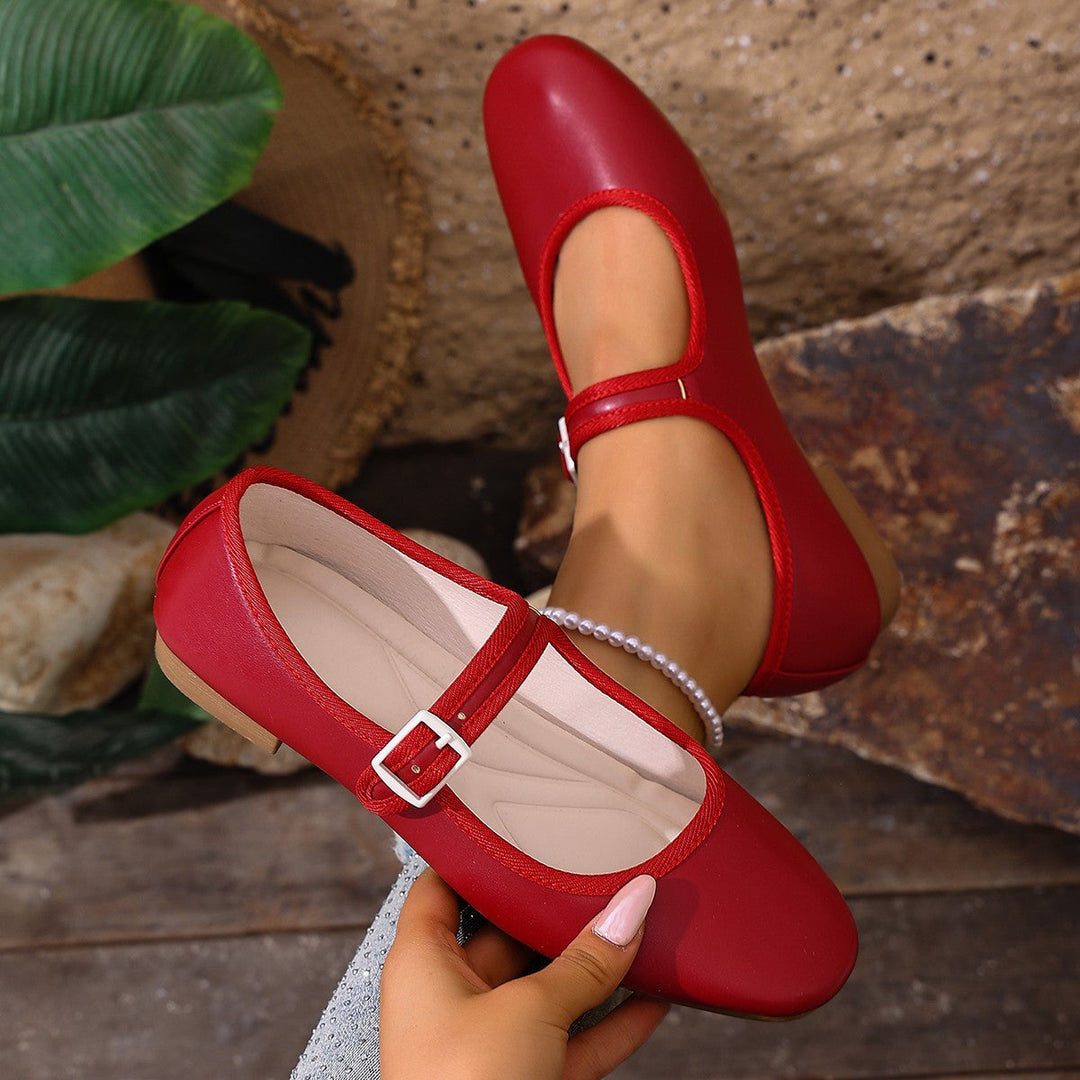 Damen Ballerinas mit praktischem Schnallenverschluss und bequemer Sohle Drune
