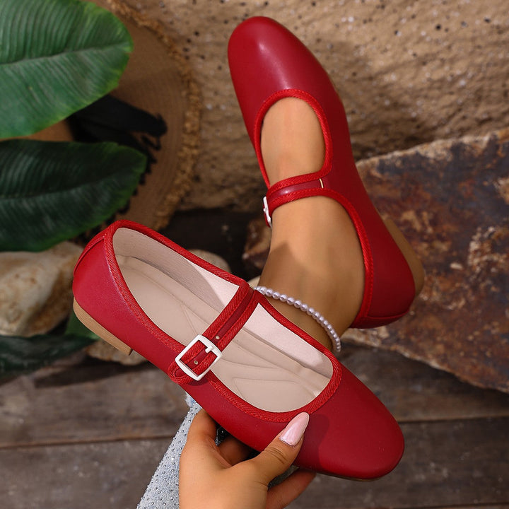 Damen Ballerinas mit praktischem Schnallenverschluss und bequemer Sohle Drune