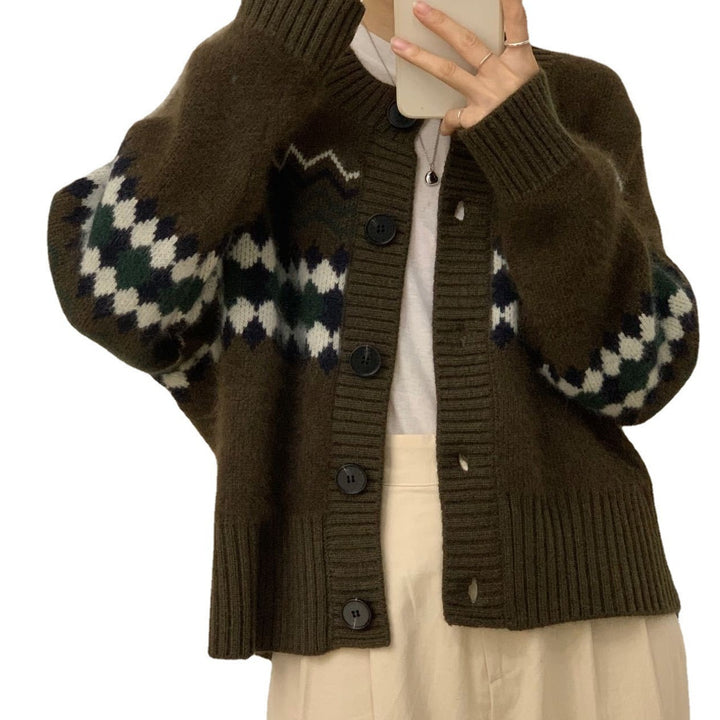 Damen Kuscheliger Strickcardigan mit ornamentalen Mustern Drune