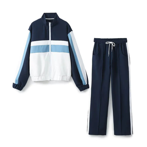 Damen nan lässige Trackpants mit geradem Bein elastischem Komfortbund Tunnelzug und seitlichen Kontraststreifen Drune
