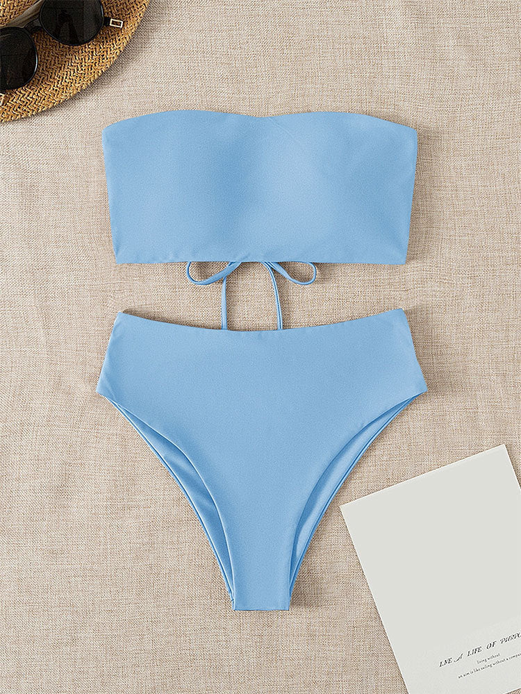 Damen Bandeau-Bikini mit hochgeschnittenem Unterteil Drune