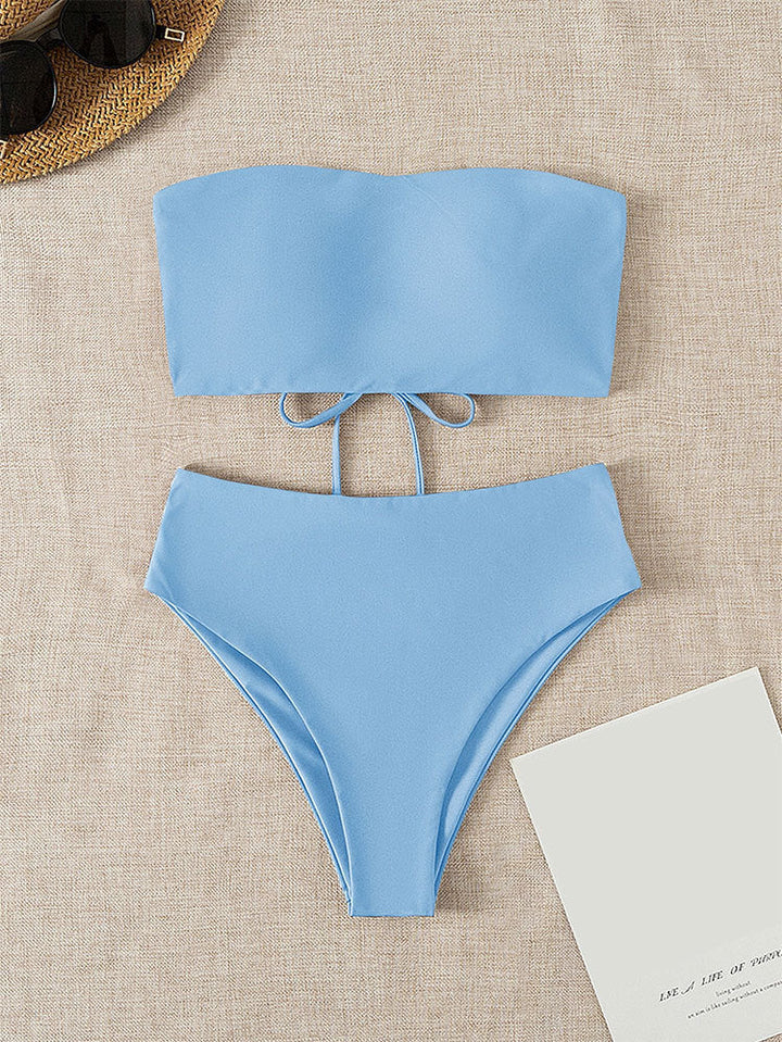 Damen Bandeau-Bikini mit hochgeschnittenem Unterteil Drune