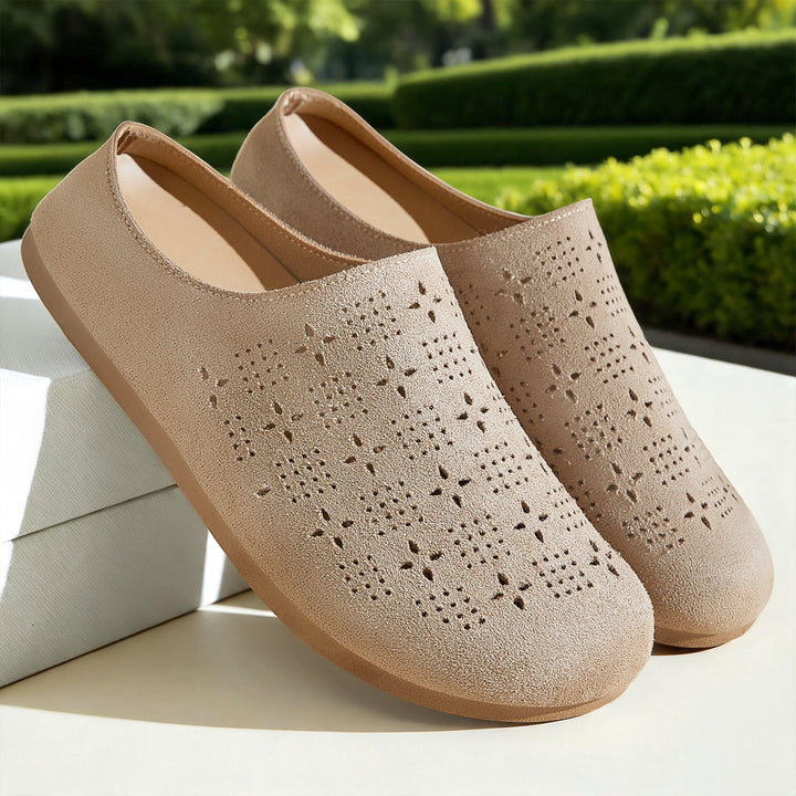 Damen nan Komfort-Mule mit Laserperforation und geformtem Memory-Fußbett Drune