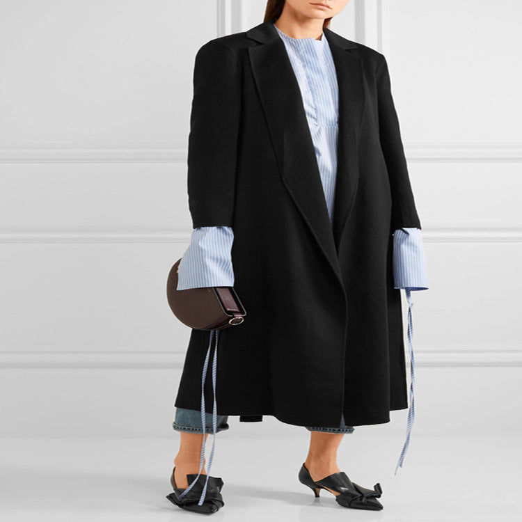 Damen Oversize Longmantel im minimalistischen Schalkragen‑Tailoring Drune