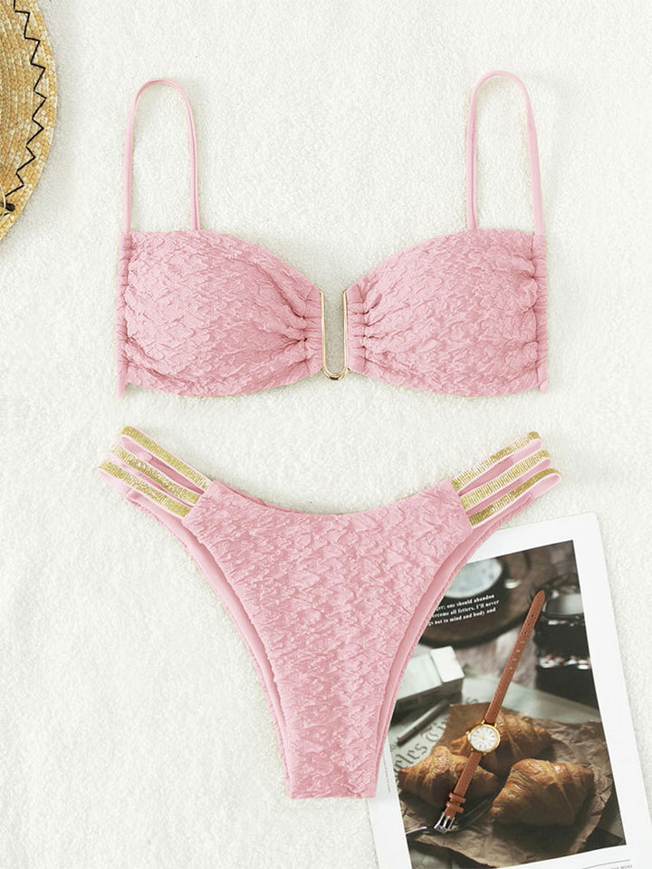 Damen Push-Up-Bikini-Set mit dekorativen Trägern Drune