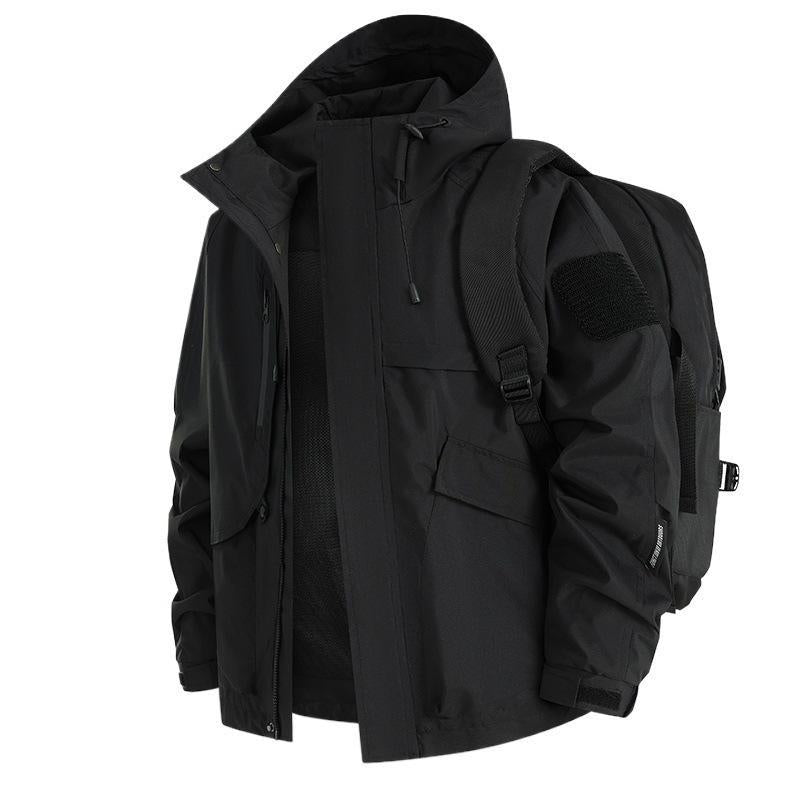 Herren Urbaner wetterabweisender Kapuzenparka mit Multifunktionstaschen und Mesh-Innenfutter Drune