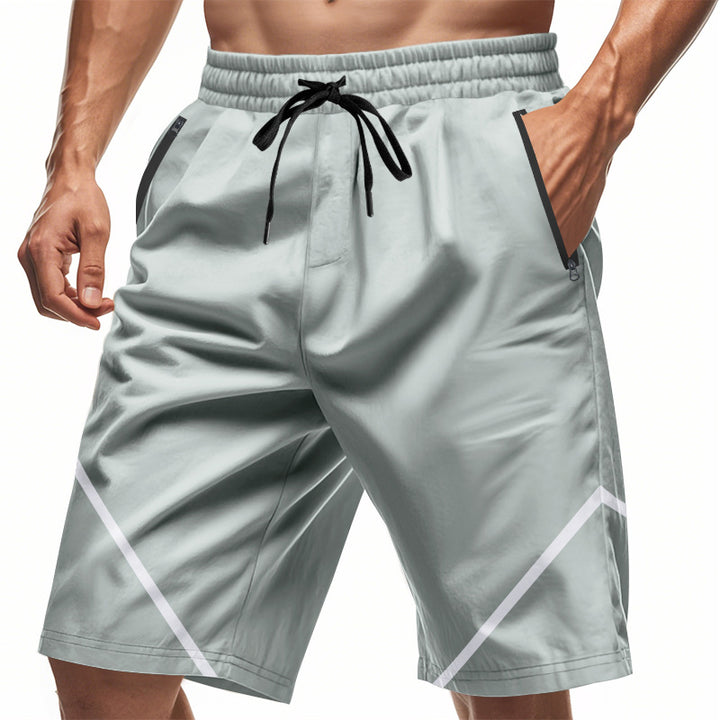 Herren nan atmungsaktive Trainingsshorts mit Reißverschlusstaschen und elastischem Tunnelzugbund Drune
