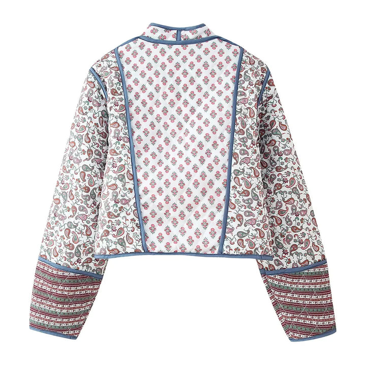 Damen nan wendbare Patchwork Steppjacke im Kimono‑Style mit kontrastärmeln Drune