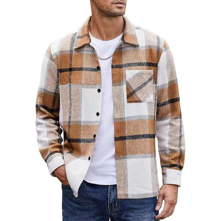 Herren nan oversized kariertes Flanellhemd mit Brusttasche und klassischem Knopfverschluss Drune