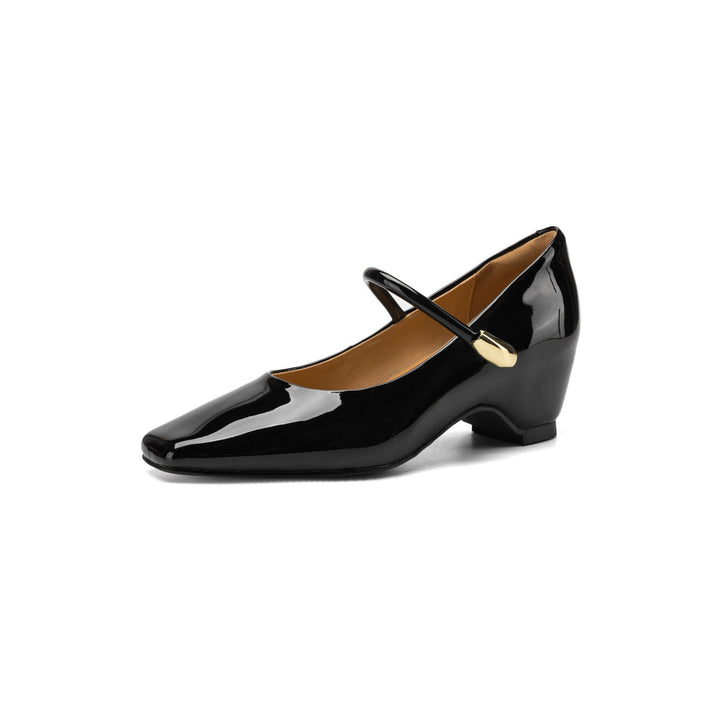 Damen Elegante Mary Jane Absatzschuhe mit spitzem Design und großzügigem Riemen Drune
