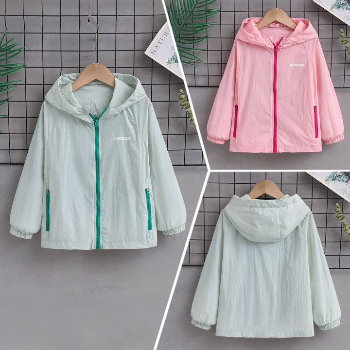 Damen nan ultraleichte Kapuzen-Nylonjacke mit UV-Schutz, winddichter Ausstattung und Reißverschlusstaschen Drune