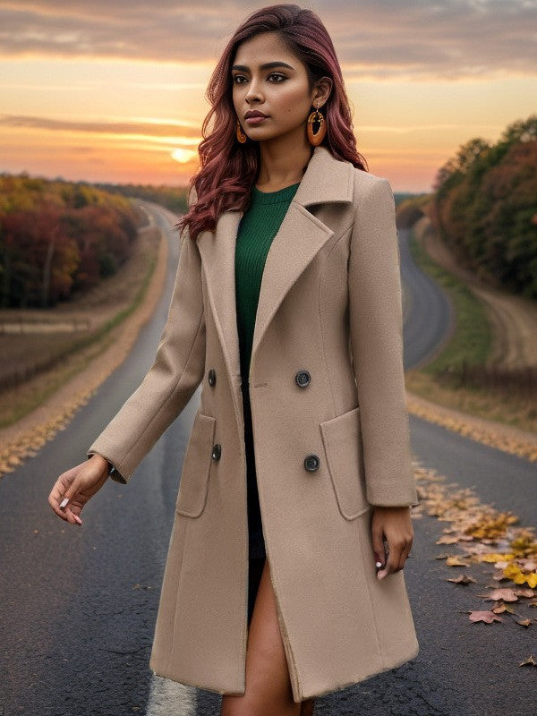 Damen Schlanker Wollmix-Mantel mit taillierter Silhouette und aufgesetzten Taschen Drune