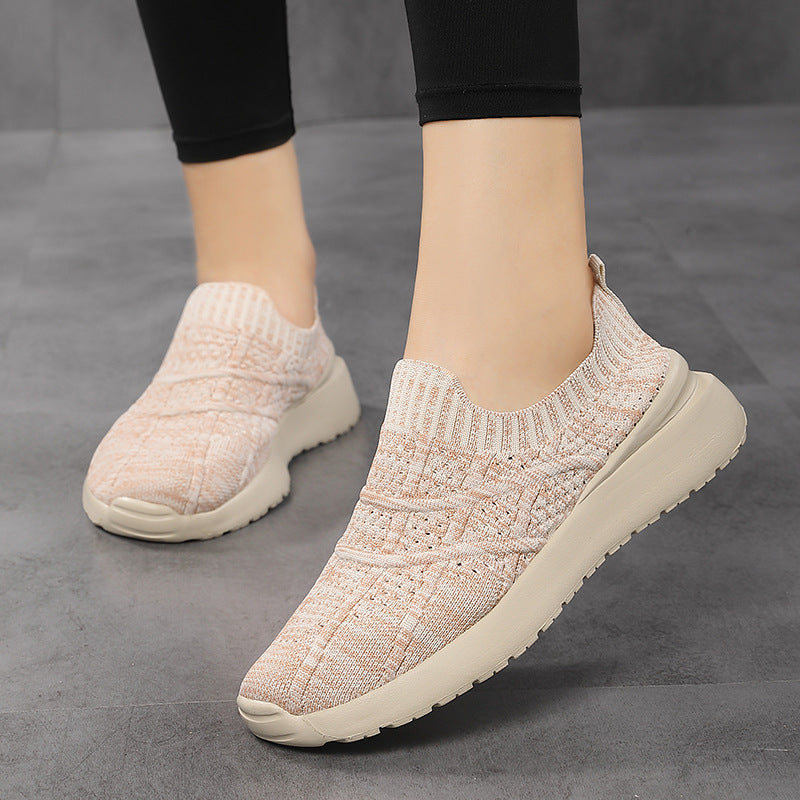 Damen nan sockenähnlicher Komfort-Slipper mit strukturiertem Strickobermaterial und gedämpfter EVA-Keilsohle Drune