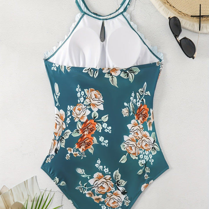 Damen Einteiliger Badeanzug mit elegantem Schnitt und floralem Design Drune