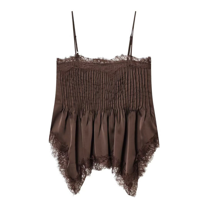 Damen Spitzen-Camisole mit raffiniertem Faltenwurf und hochwertiger Satinoberfläche Drune