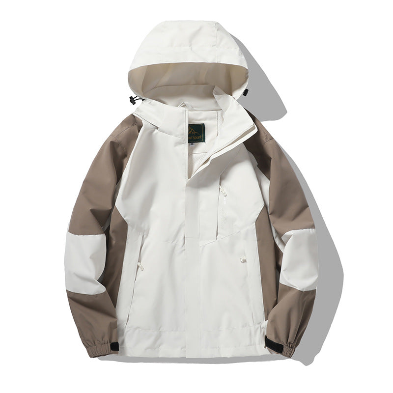 Herren wind- und wasserabweisende Outdoor-Hoodiejacke mit Belüftungsnetz, verstellbarer Kapuze und verdeckter Frontblende Drune