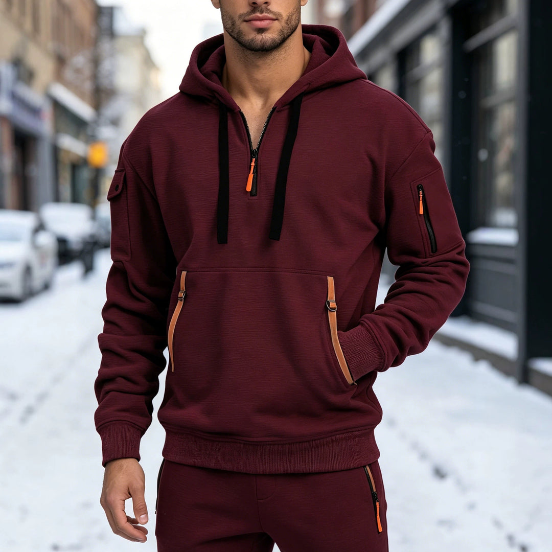Herren Sportliche Kapuzenjacke mit seitlichen Reißverschlusstaschen Drune
