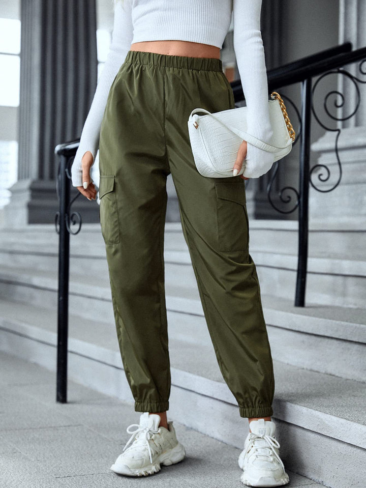 Damen Cargo-Hose im sportiven Design mit elastischem Bund und praktischen Taschen Drune