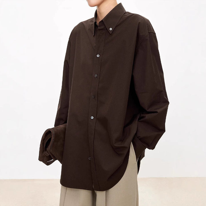 Damen elegante oversized Bluse mit klassischen Knopfdetails Drune