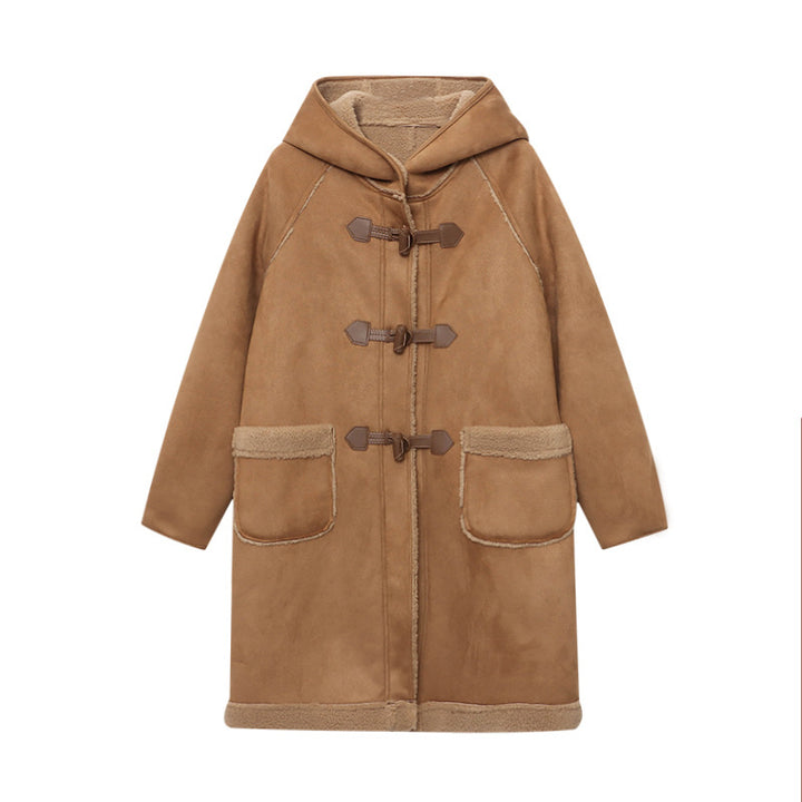 Damen lässiger Dufflecoat aus hochwertigem Strickmaterial mit gemütlichem Innenfutter Drune