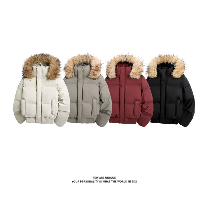 Damen modische Steppjacke mit kuscheligem Kunstfellbesatz und praktischen Taschen Drune