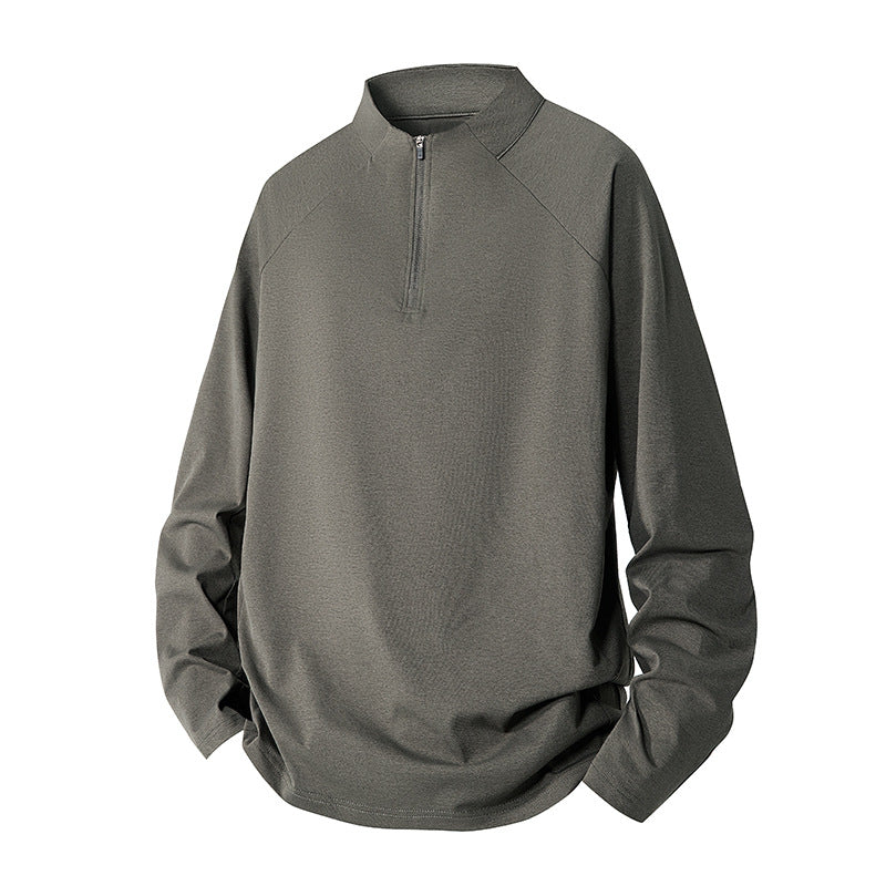 Herren Minimalistisches Halbzip-Sweatshirt mit technischem Jersey und verlängertem Saum Drune