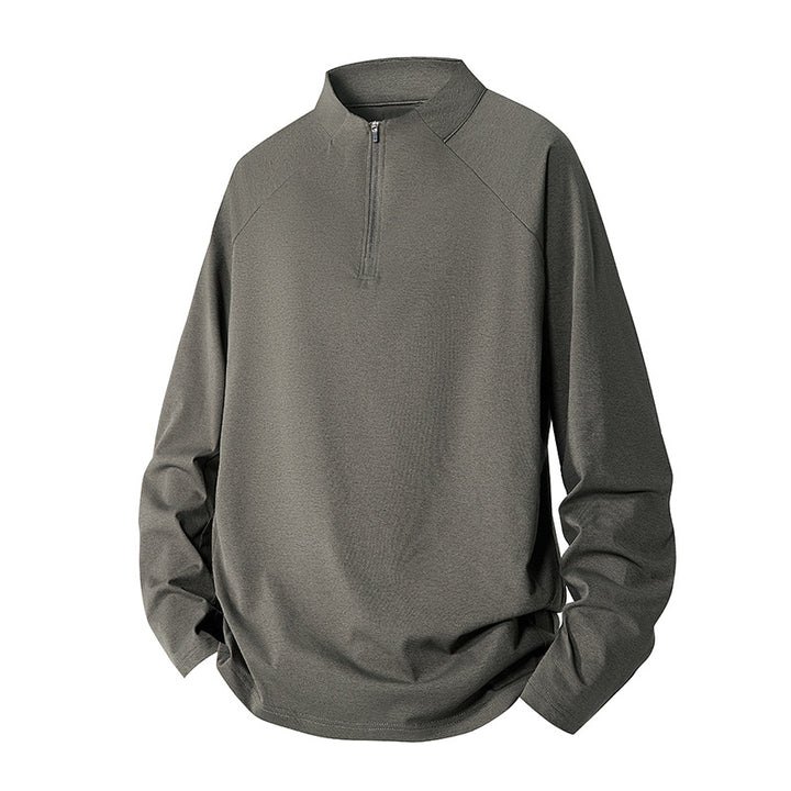 Herren Minimalistisches Halbzip-Sweatshirt mit technischem Jersey und verlängertem Saum Drune