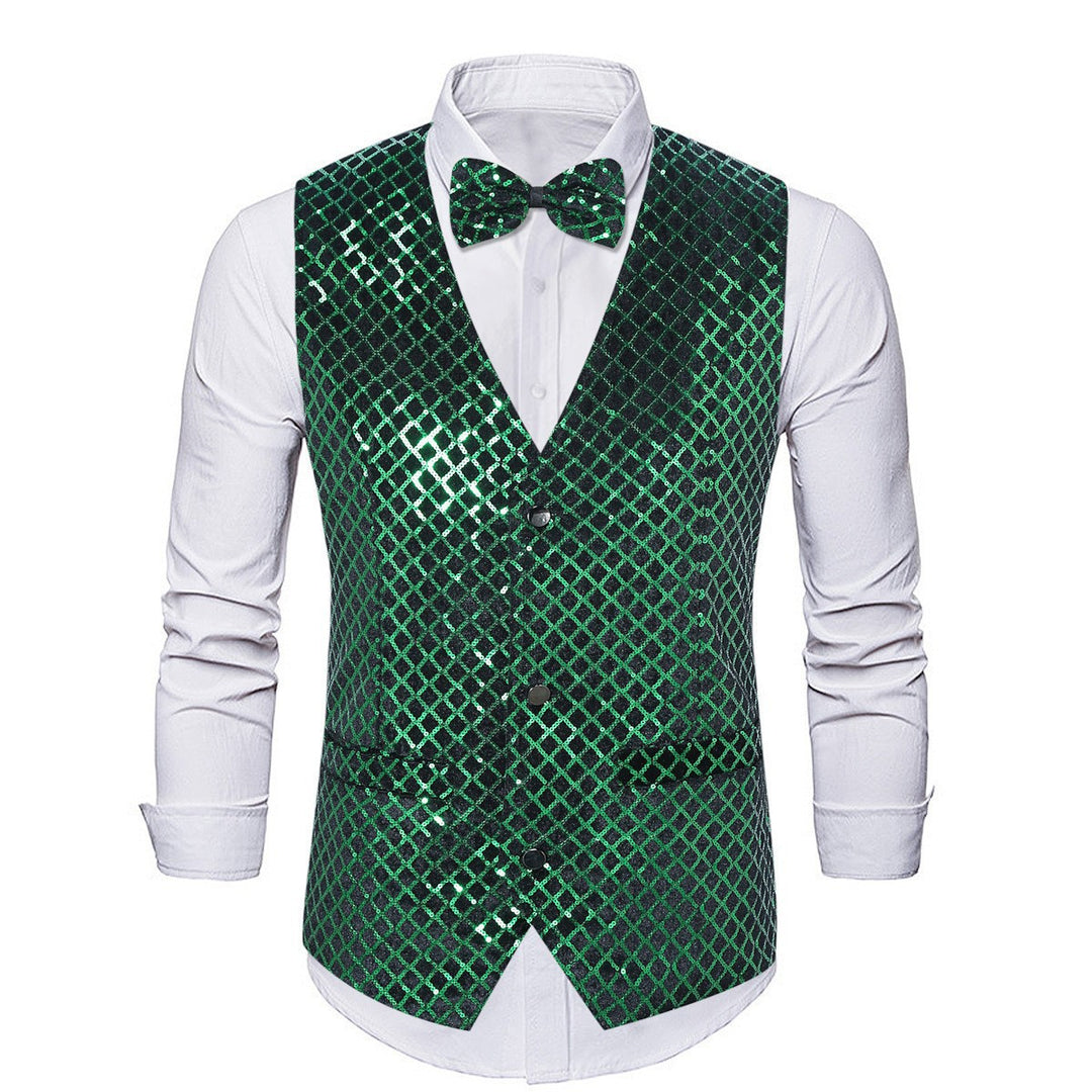 Herren eleganter Pailletten-Blazer mit passendem Fliegenverschluss Drune