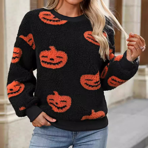Damen Kuscheliger Sweatshirt mit Halloween-Motiv Drune