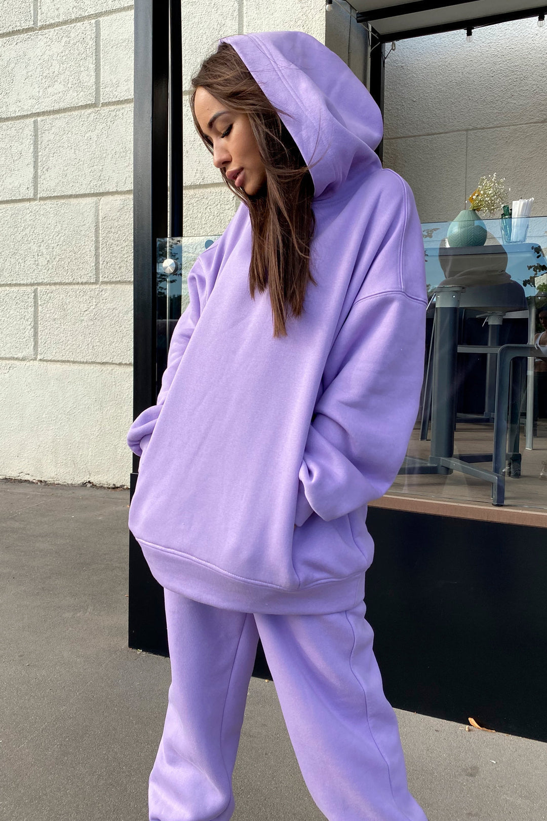Damen Bequemer Hoodie und Jogginghose-Set mit Kapuze und elastischem Bund Drune