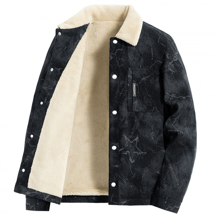 Herren Stylisches Cordjacke mit Teddyfutter Drune