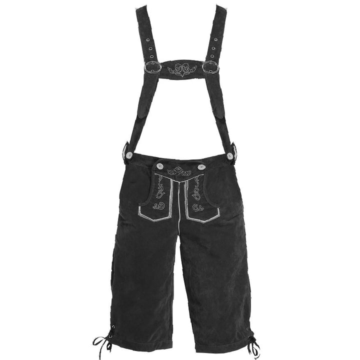 Herren nan kurze Trachtenlederhose mit verstellbaren Trägern und traditionellen Stickereien Drune